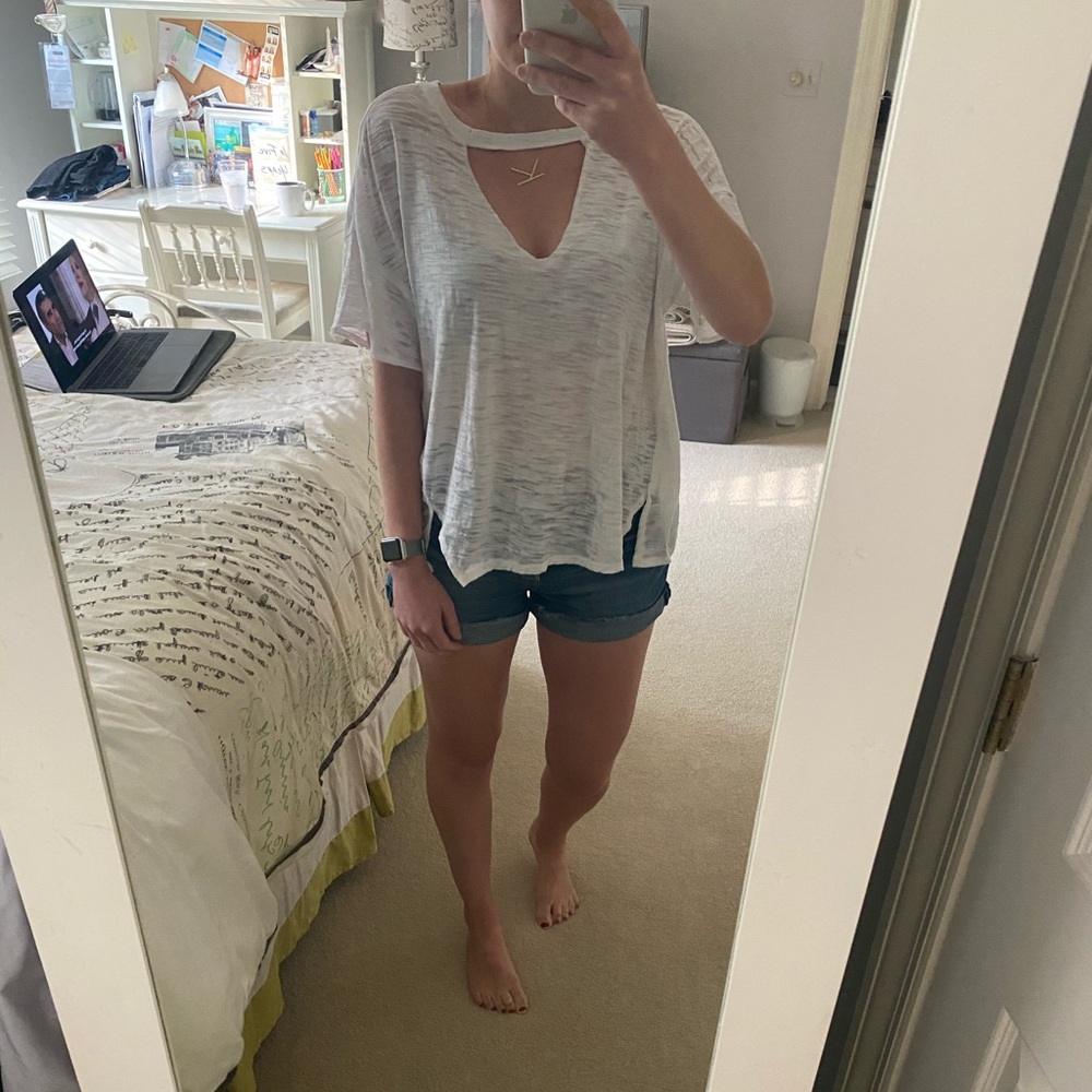 Free People Keyhole Burnout Tee - S